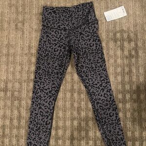 Athleta Gray and Black Leggings with High-Rise Waistband